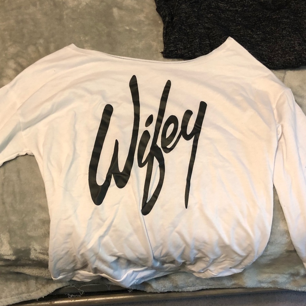 Off the shoulder wifey sweater